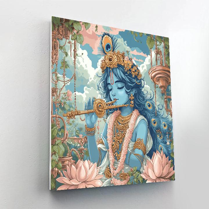 Krishna In The Clockwork Lotus Garden Paint by numbers kits