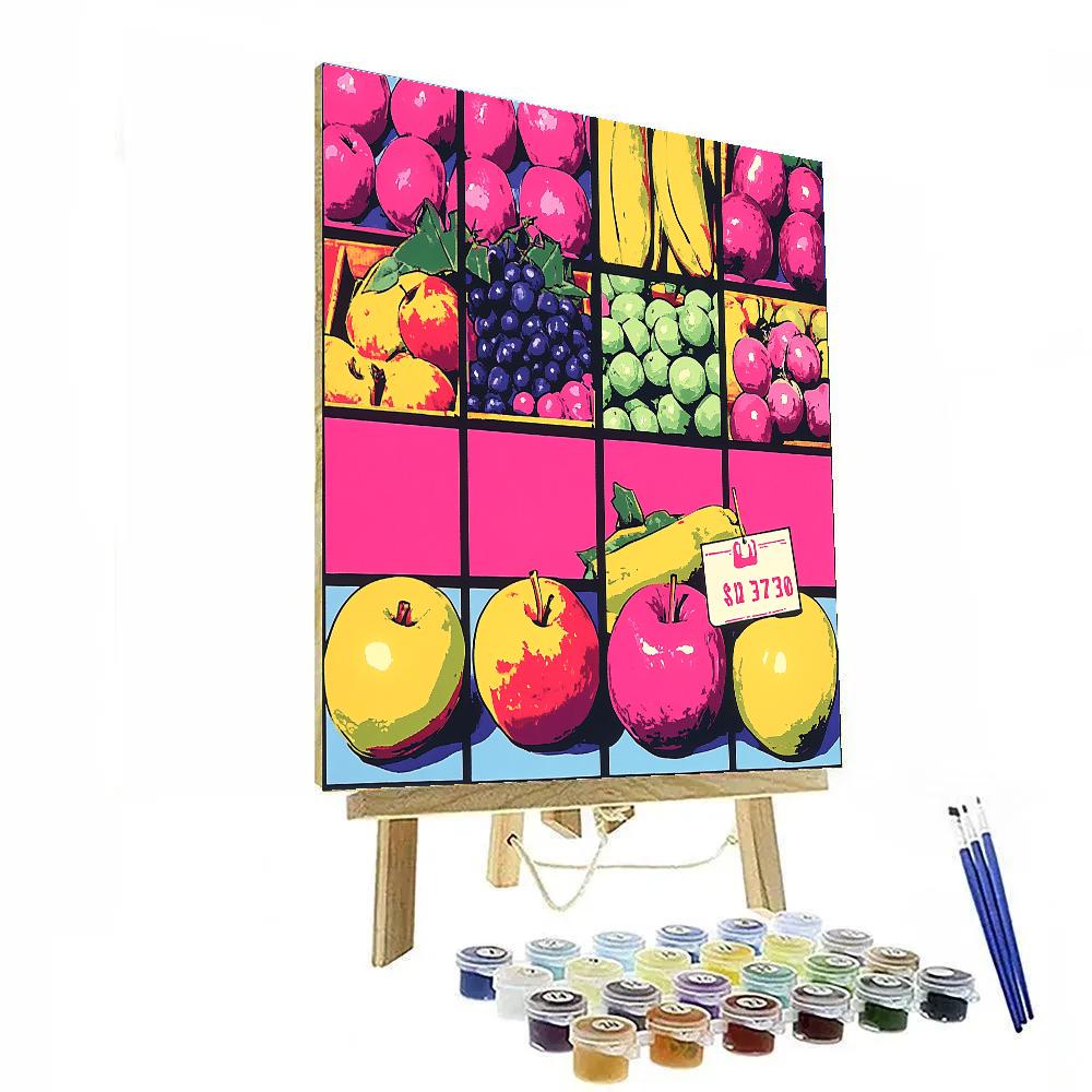 Andy Warhol Inspired Pop Art Fruit Market Number painting
