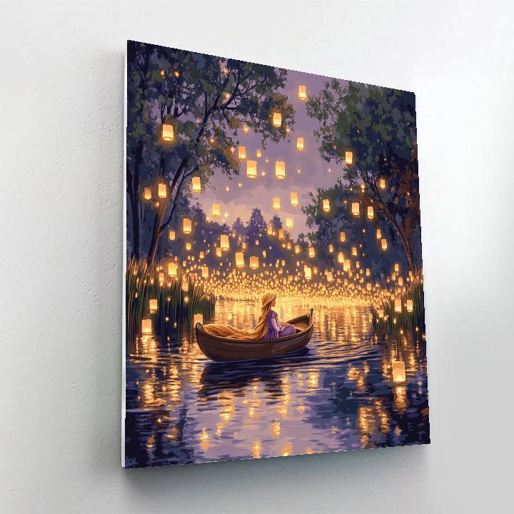 Rapunzel Floating Lights Lagoon Disney Inspired paint by color