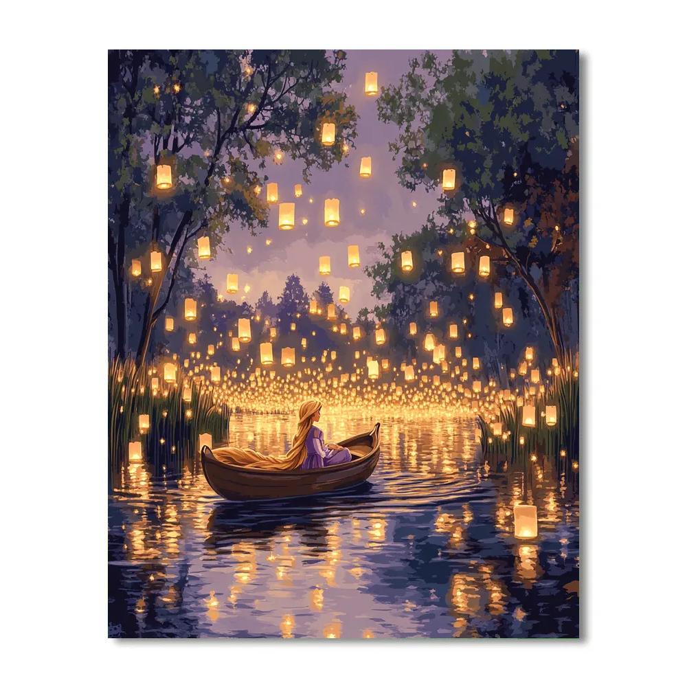 Rapunzel Floating Lights Lagoon Disney Inspired paint by color