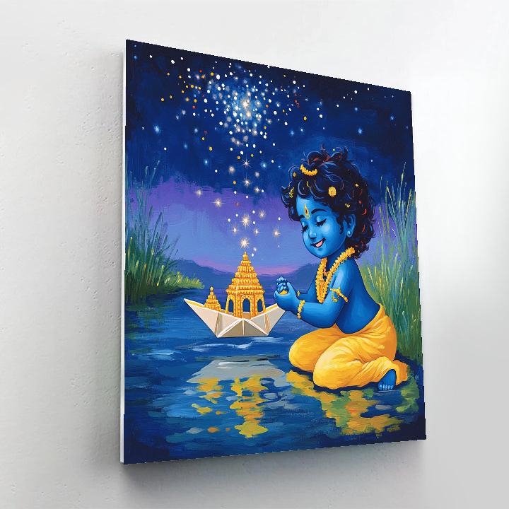 Krishna Guiding The Paper Boat Constellation paint by numbers