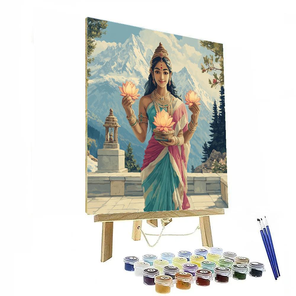 Parvati Mountain Sanctuary Lanterns Painting by numbers kit