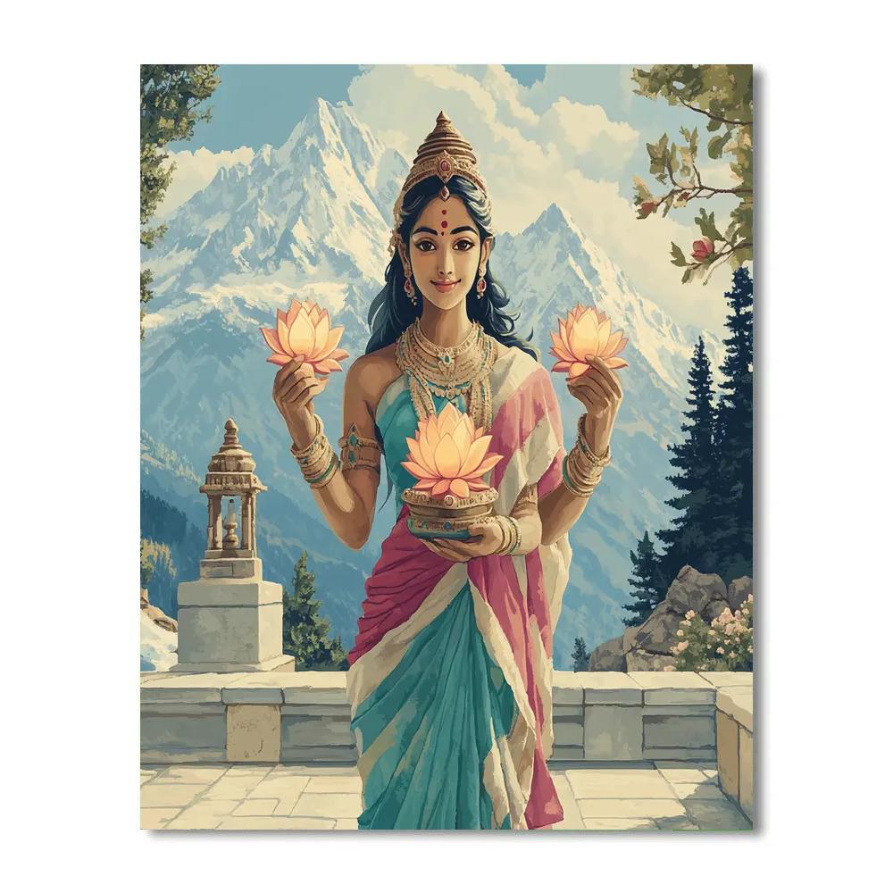 Parvati Mountain Sanctuary Lanterns Painting by numbers kit