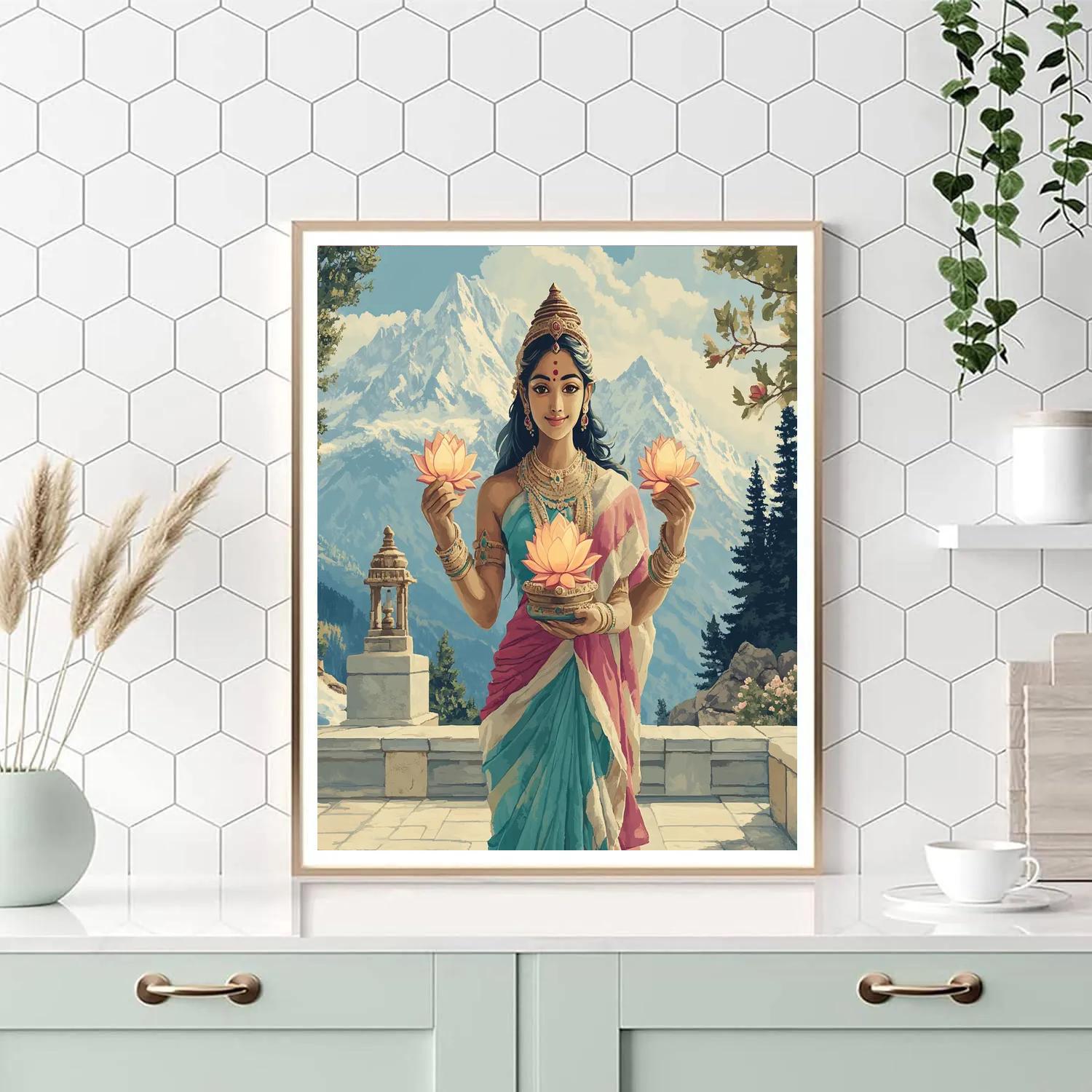Parvati Mountain Sanctuary Lanterns Painting by numbers kit