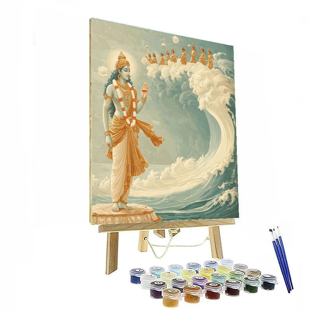 Vishnu Welcoming The Ocean Of Milk paint by number
