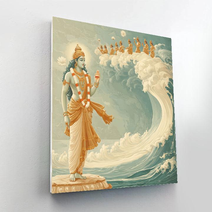 Vishnu Welcoming The Ocean Of Milk paint by number