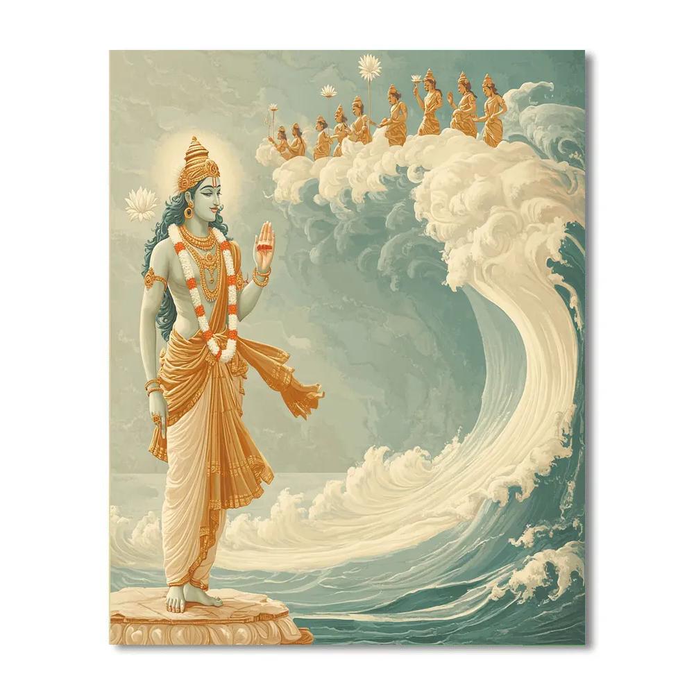 Vishnu Welcoming The Ocean Of Milk paint by number
