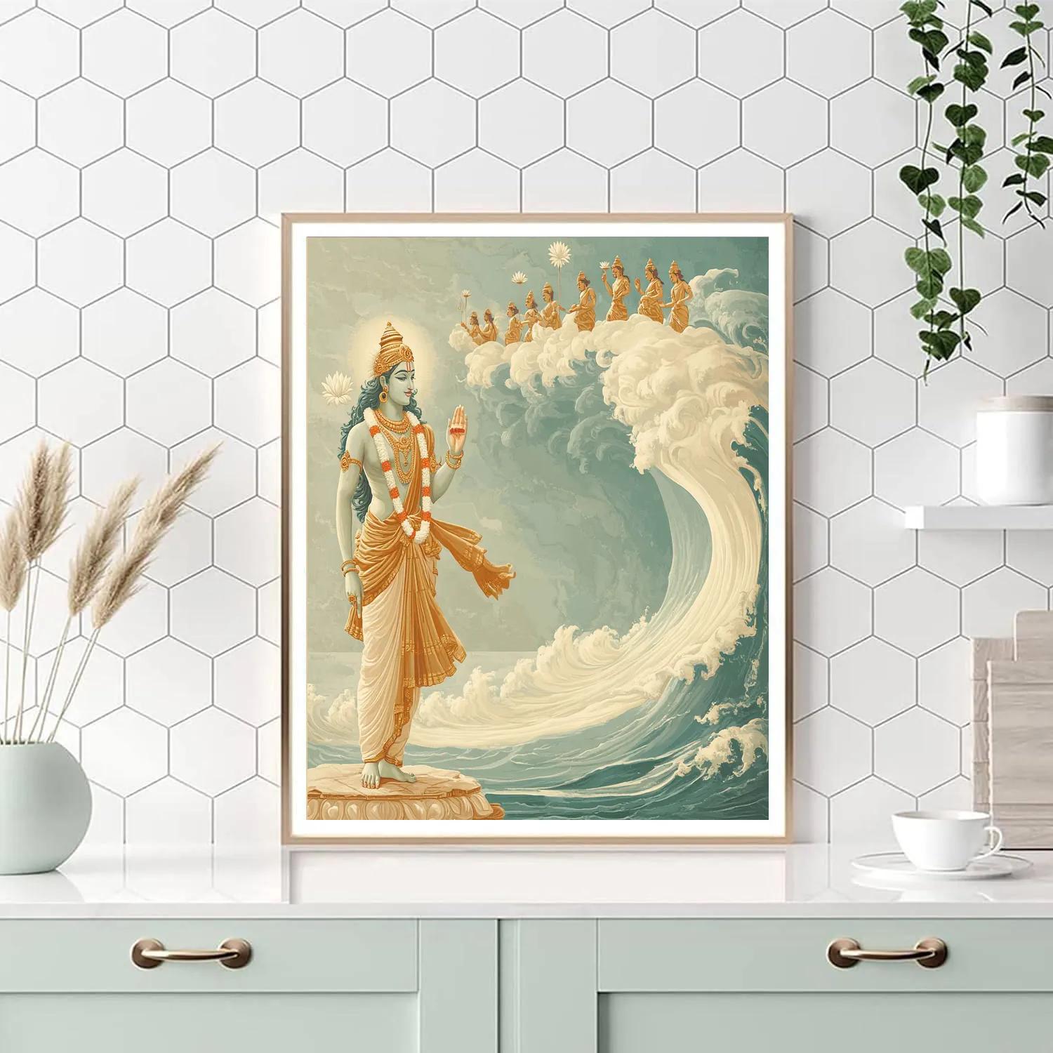 Vishnu Welcoming The Ocean Of Milk paint by number