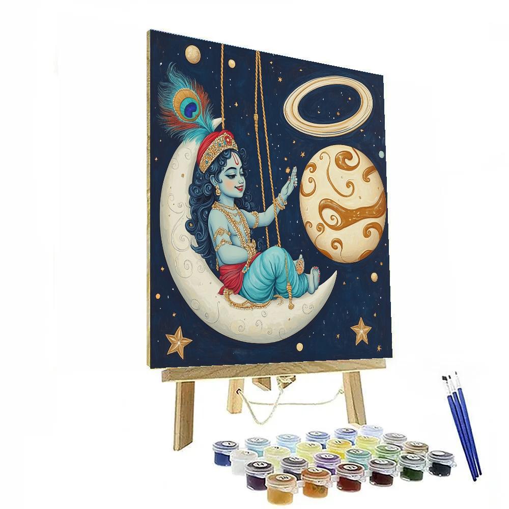 Krishna And The Floating Butter Planet painting number kit