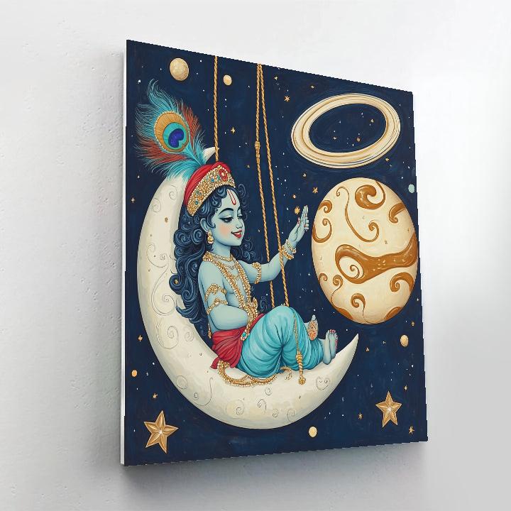 Krishna And The Floating Butter Planet painting number kit