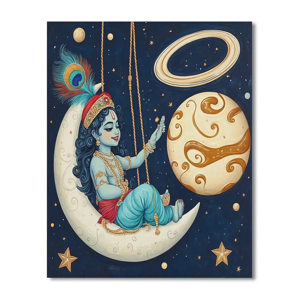Krishna And The Floating Butter Planet painting number kit