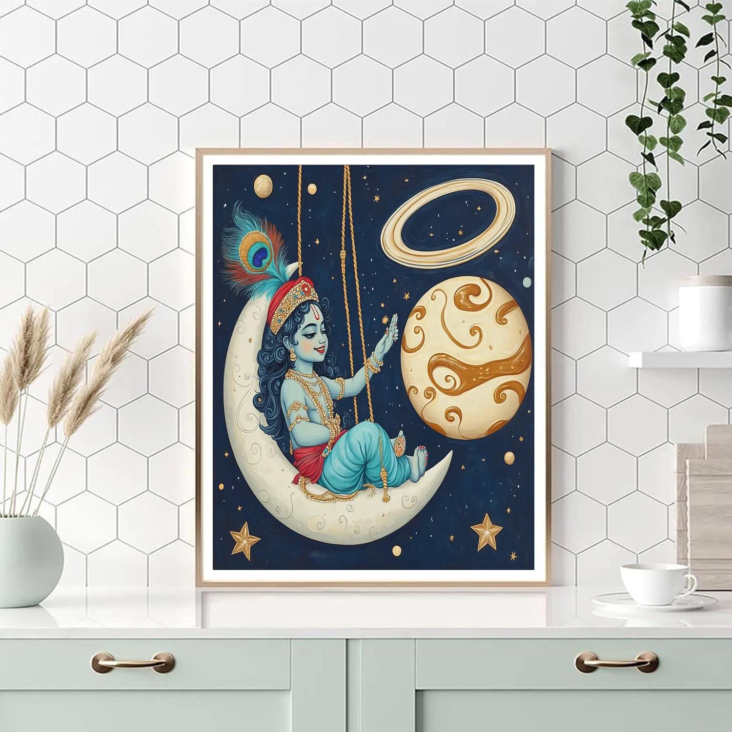 Krishna And The Floating Butter Planet painting number kit