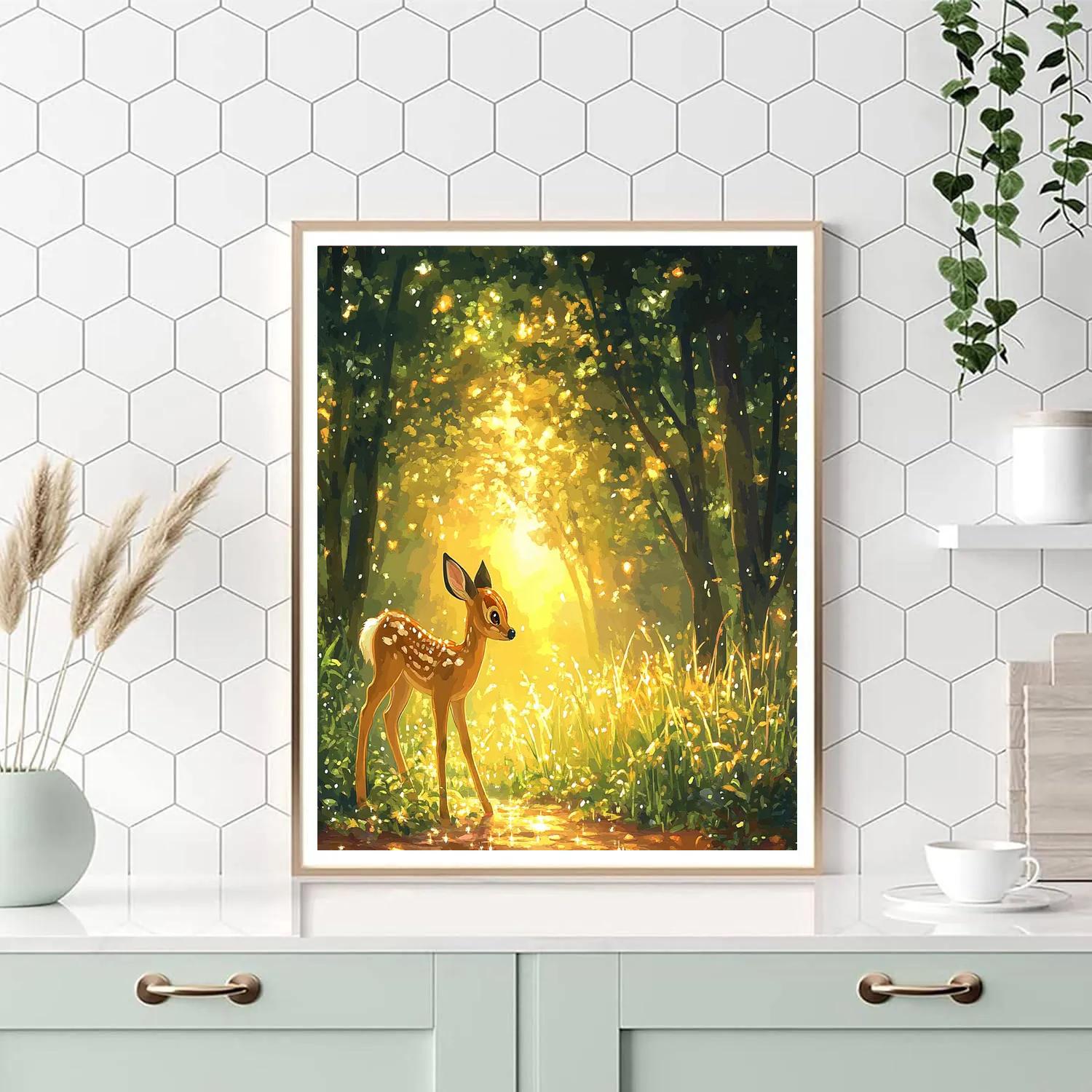 Bambi Forest Rainbow Dew Morning Disney Inspired painting number kit