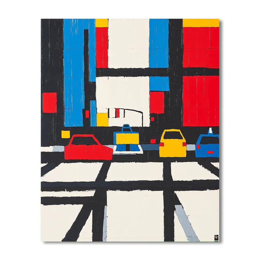 Piet Mondrian Inspired City Streets And Traffic Grid DIY paint by numbers