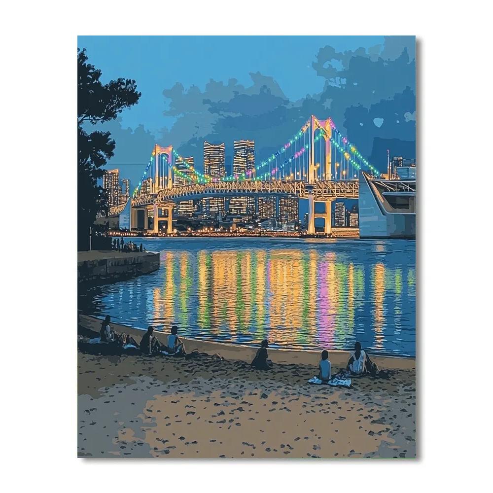 Tokyo Bay Skyline From Odaiba Seaside Park Tokyo Japan Paint by numbers kits