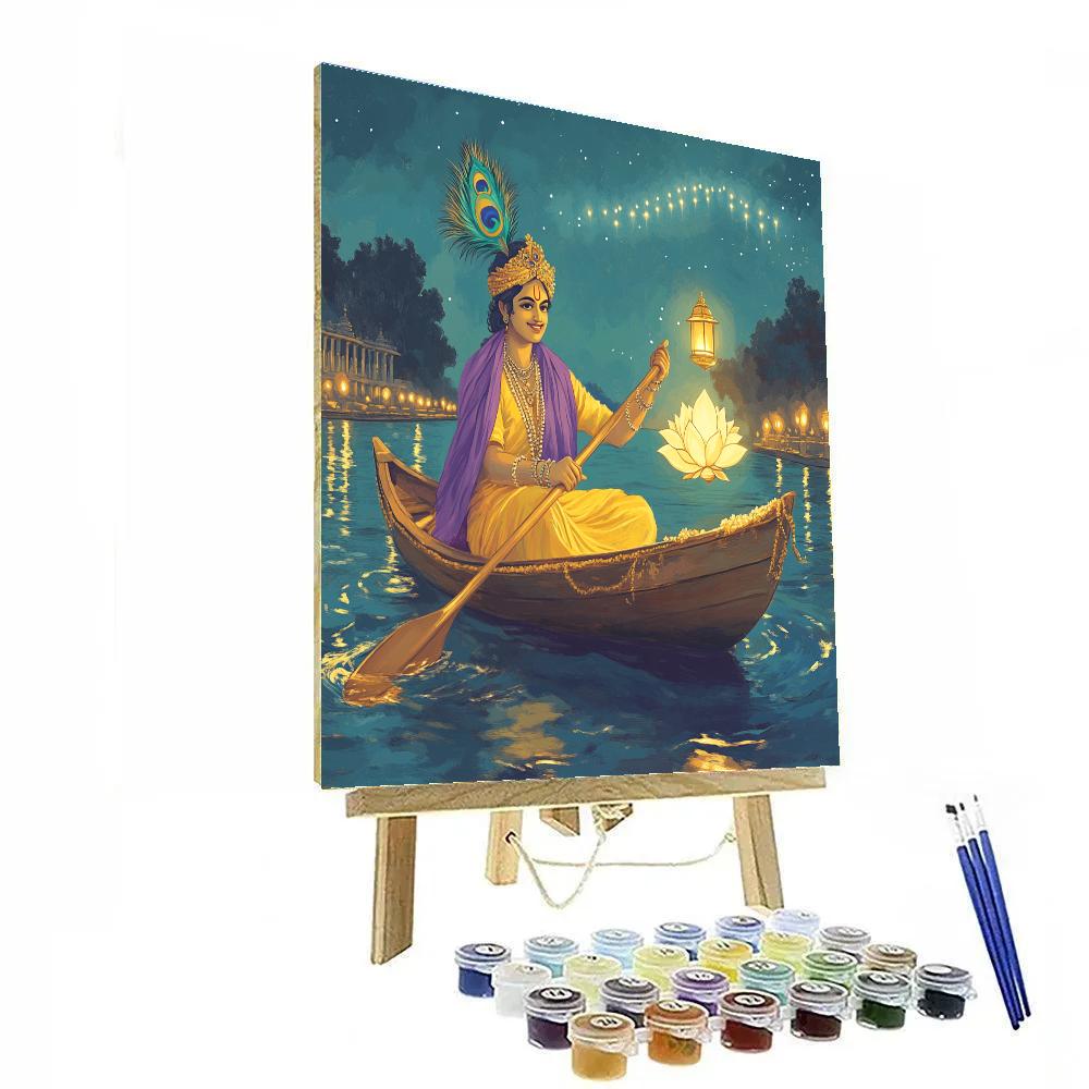 Krishna And The Lanterns Of The Milky Yamuna paint by numbers