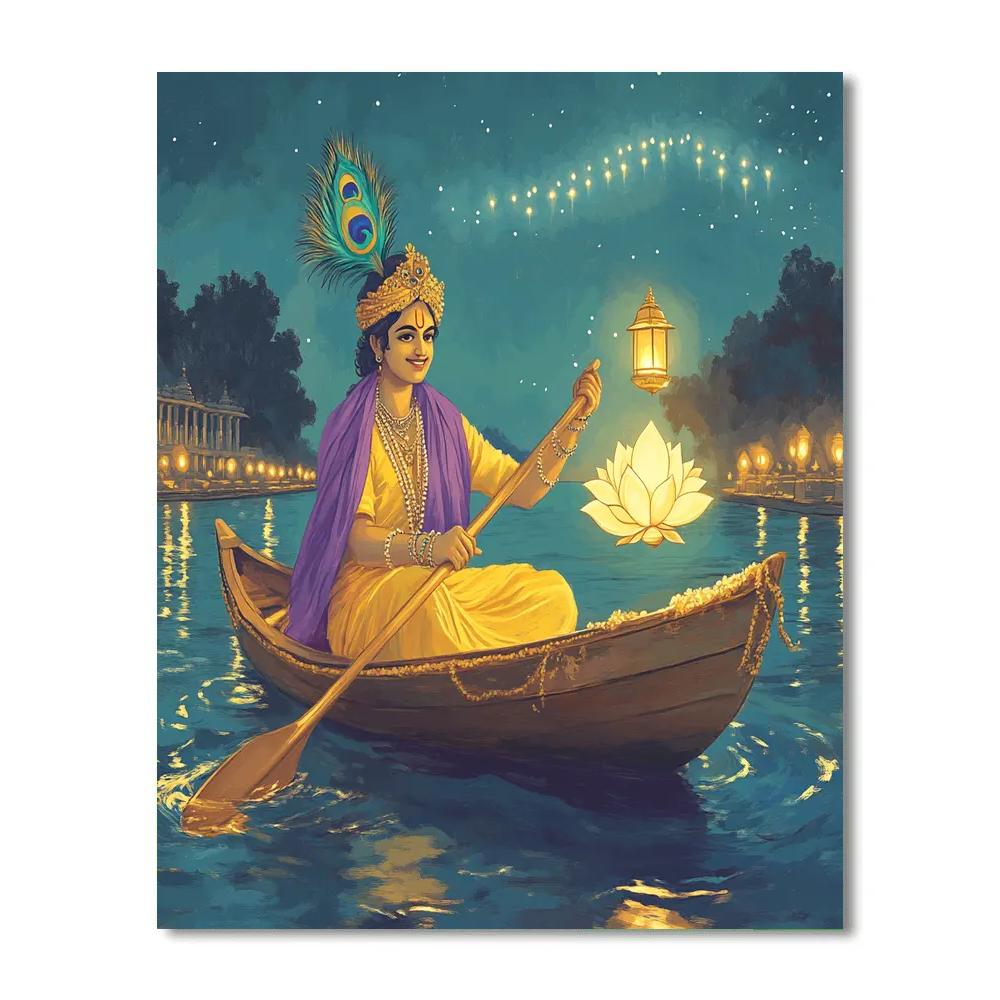 Krishna And The Lanterns Of The Milky Yamuna paint by numbers
