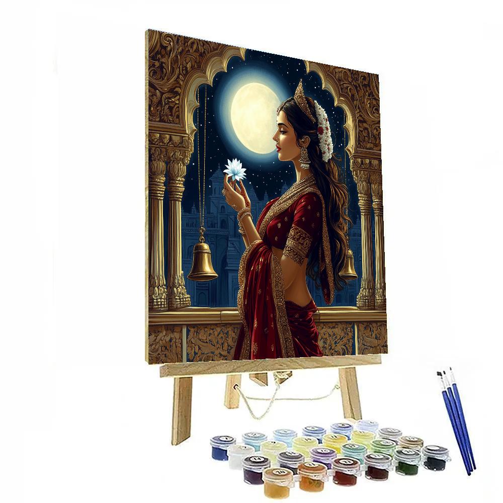 Parvati In Moonlit Palace Balcony paint by number