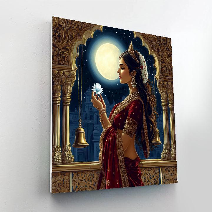 Parvati In Moonlit Palace Balcony paint by number
