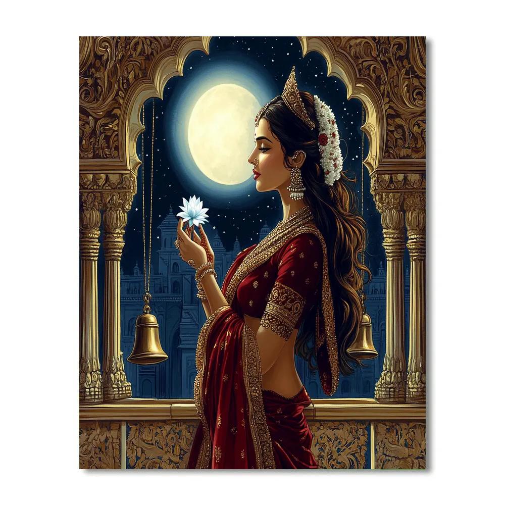 Parvati In Moonlit Palace Balcony paint by number