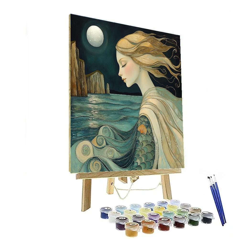 Sandro Botticelli Inspired Mermaid By Moonlit Shore Number painting