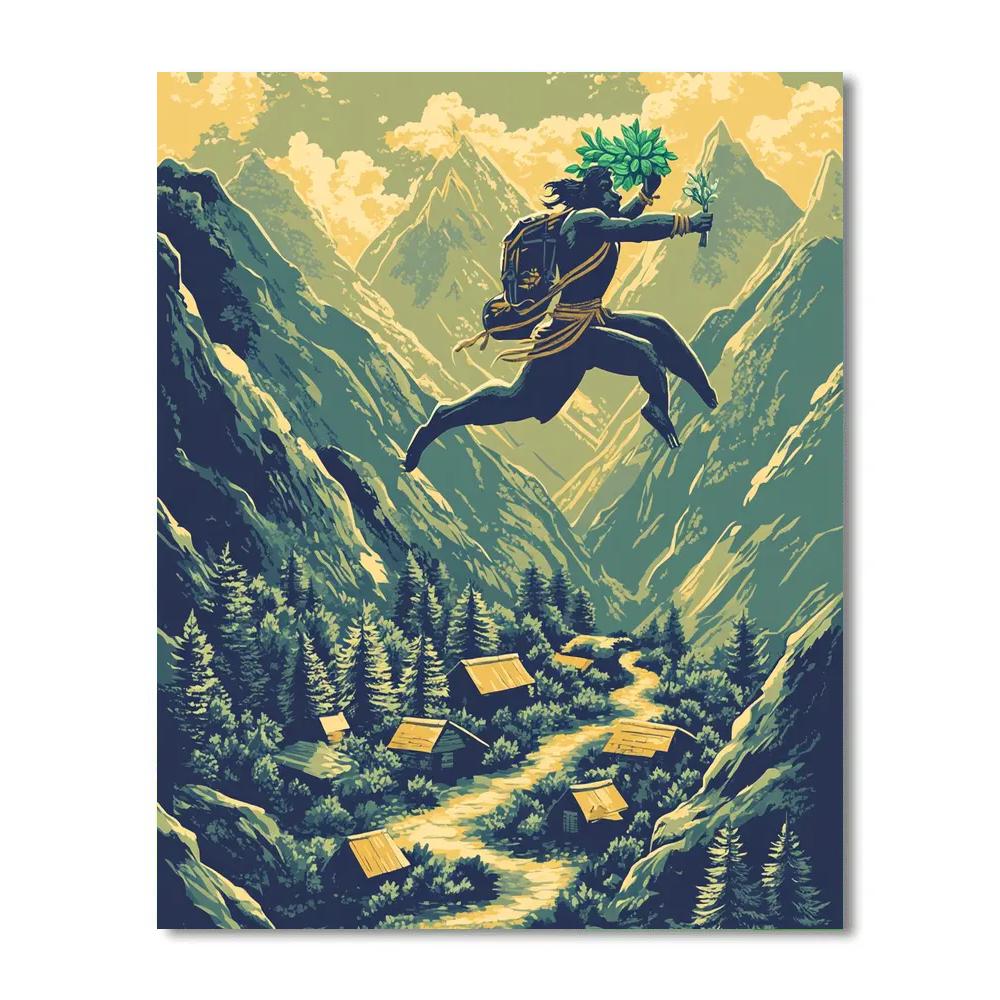 Mountain Herb Quest, Guided By Hanuman Paint by numbers kits