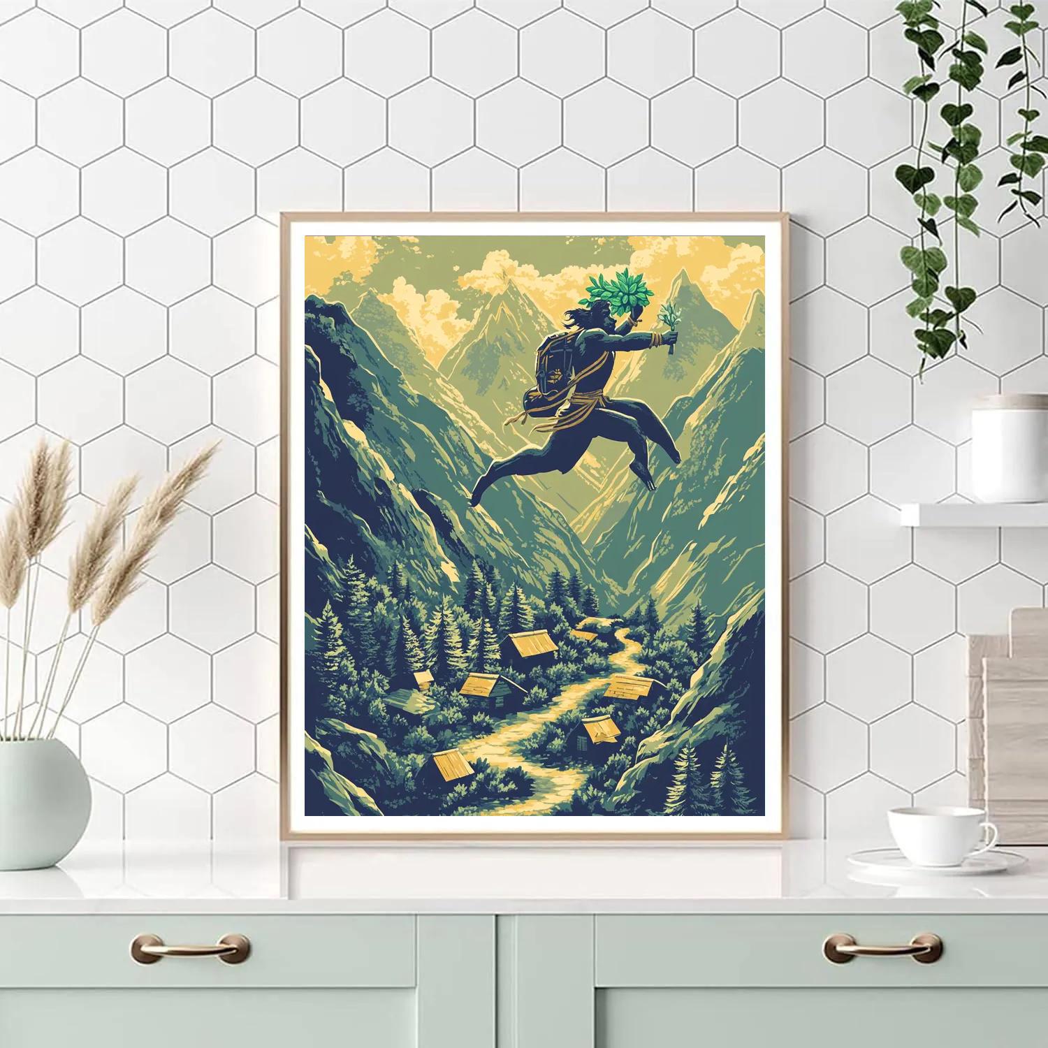 Mountain Herb Quest, Guided By Hanuman Paint by numbers kits