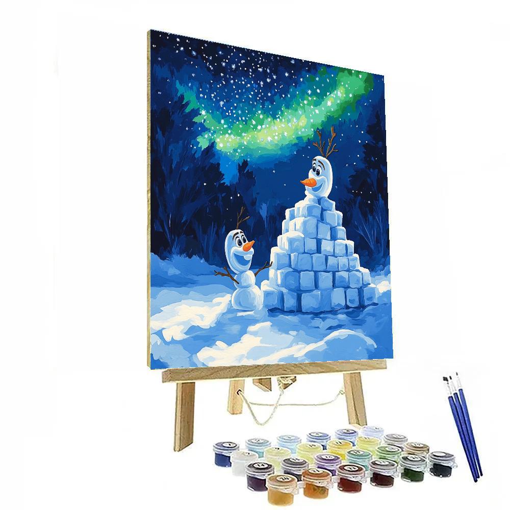 Olaf Winter Stardust Snow Fort Disney Inspired paint by number