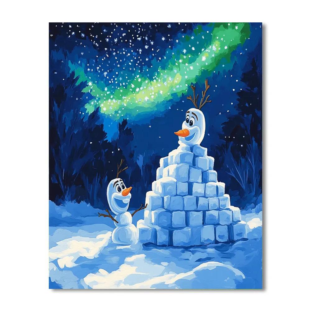 Olaf Winter Stardust Snow Fort Disney Inspired paint by number