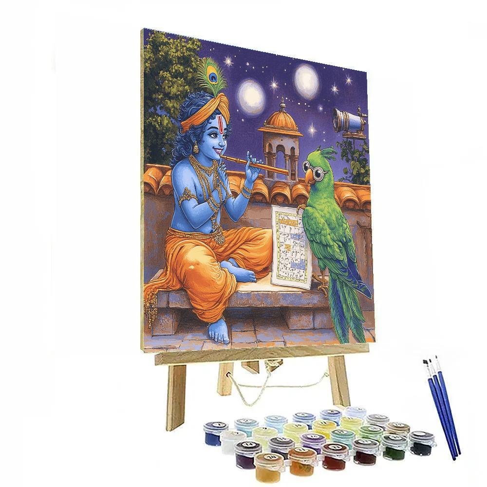 Krishna Teaching The Parrot Astronomer paint by color