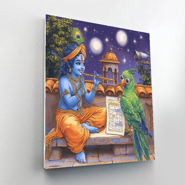 Krishna Teaching The Parrot Astronomer paint by color