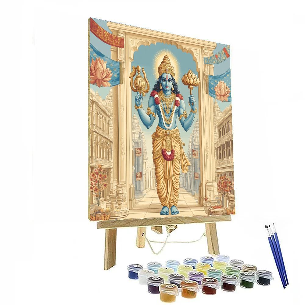 The Four Armed Protector At The City Gate paint by color