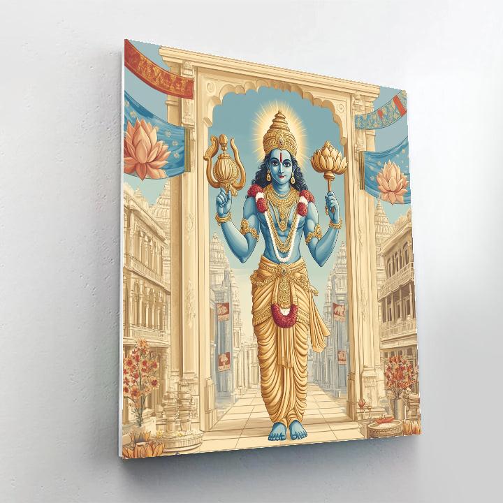 The Four Armed Protector At The City Gate paint by color
