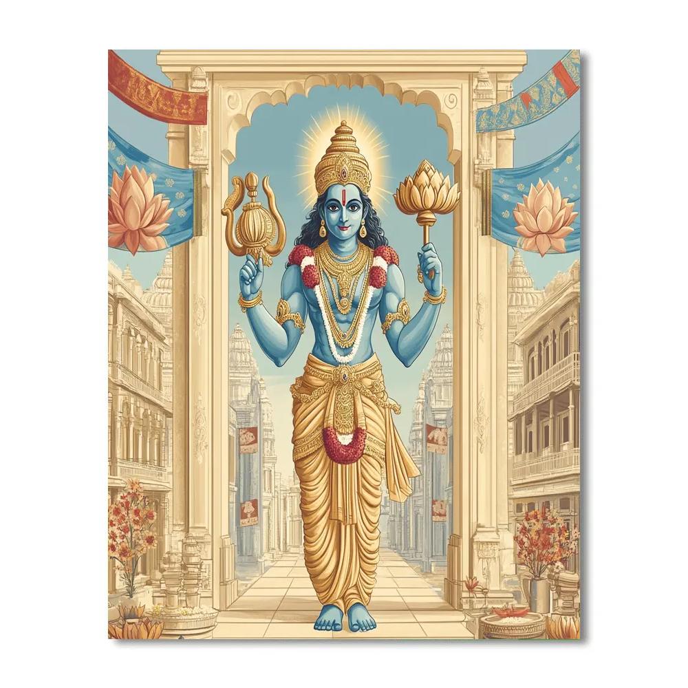 The Four Armed Protector At The City Gate paint by color