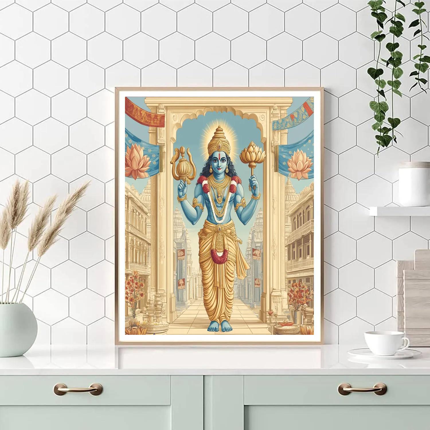 The Four Armed Protector At The City Gate paint by color