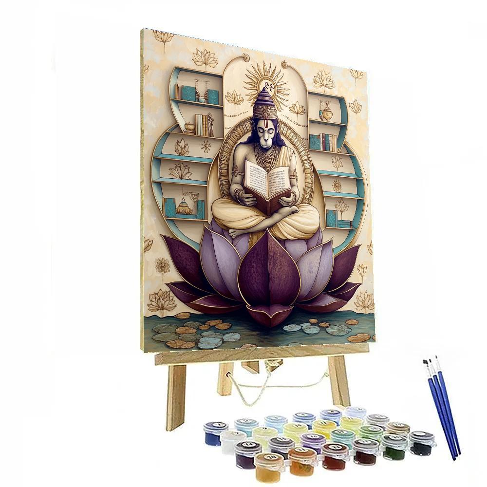 Hanuman In The Lotus Library Number painting