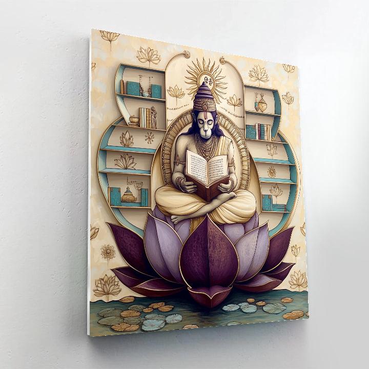 Hanuman In The Lotus Library Number painting