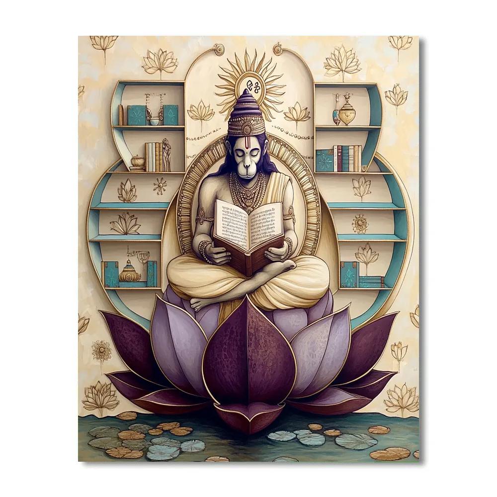 Hanuman In The Lotus Library Number painting