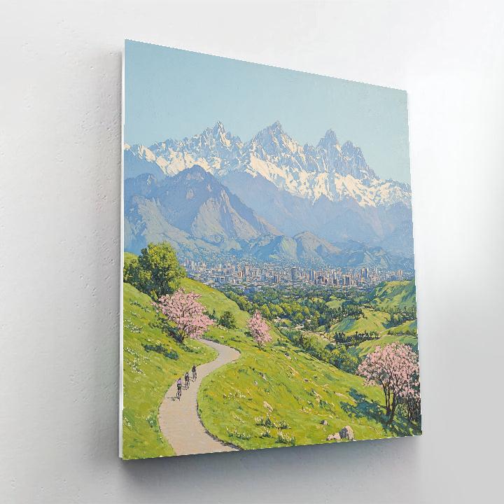Mountain Backdrop City Park At Parque Metropolitano Santiago Chile paint by number