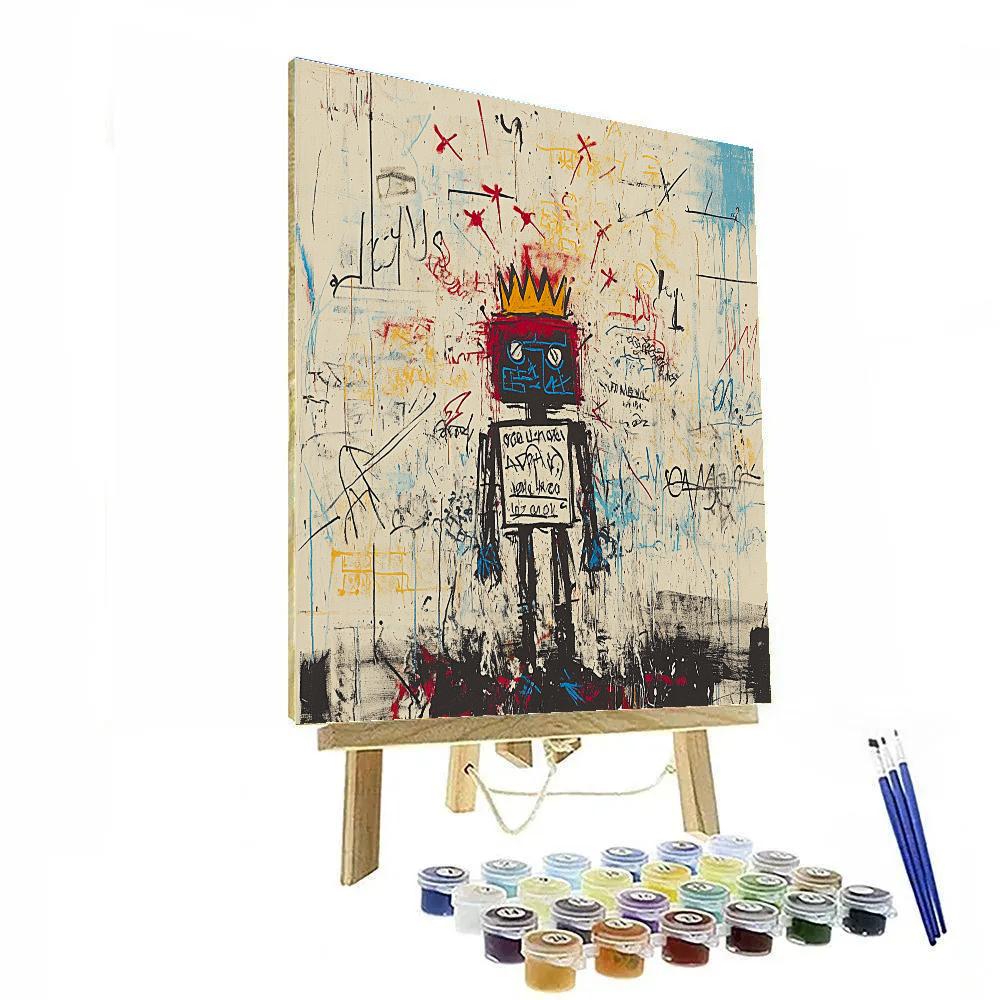 Jean Michel Basquiat Inspired Robot Dream Notes paint by color