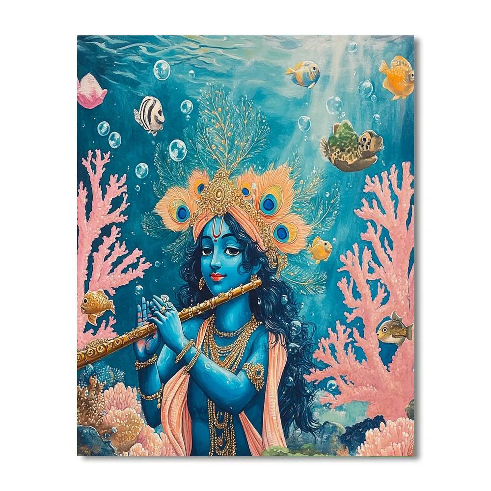 Krishna In The Coral Reef Vrindavan Number painting