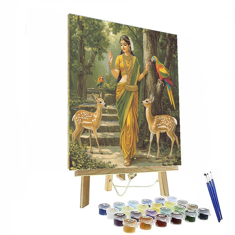 Parvati With Sacred Grove Guardians Numbered painting kits