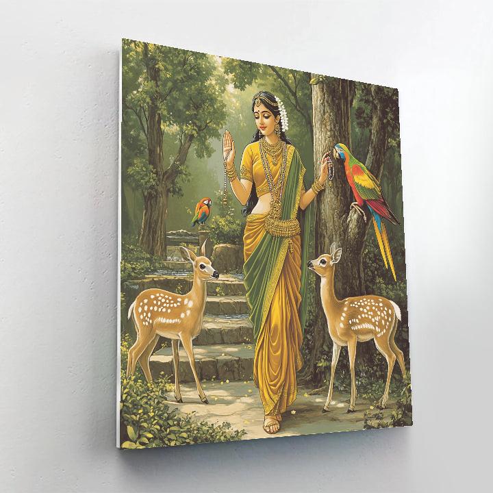 Parvati With Sacred Grove Guardians Numbered painting kits