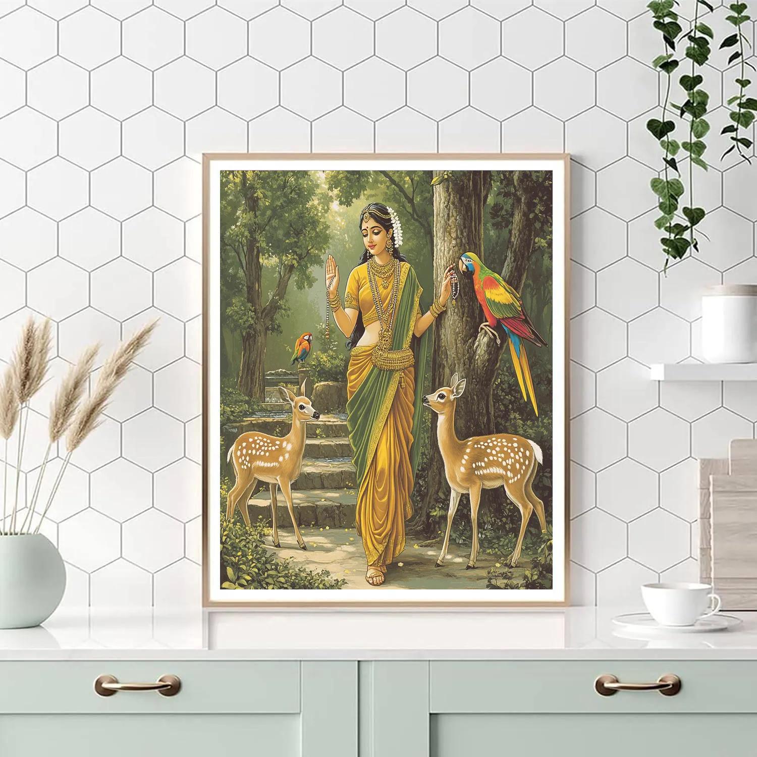 Parvati With Sacred Grove Guardians Numbered painting kits