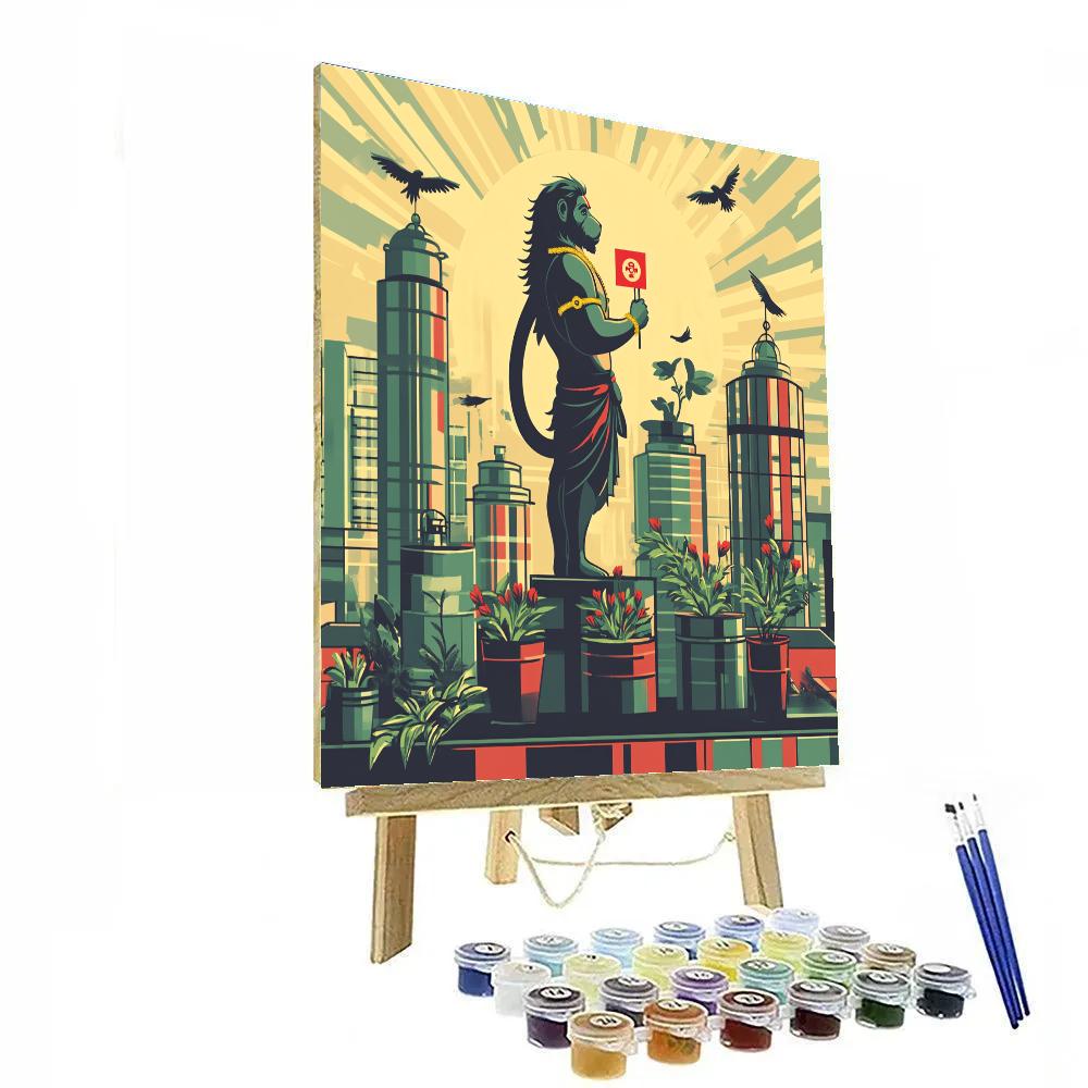City Rooftop Protector Hanuman paint by numbers