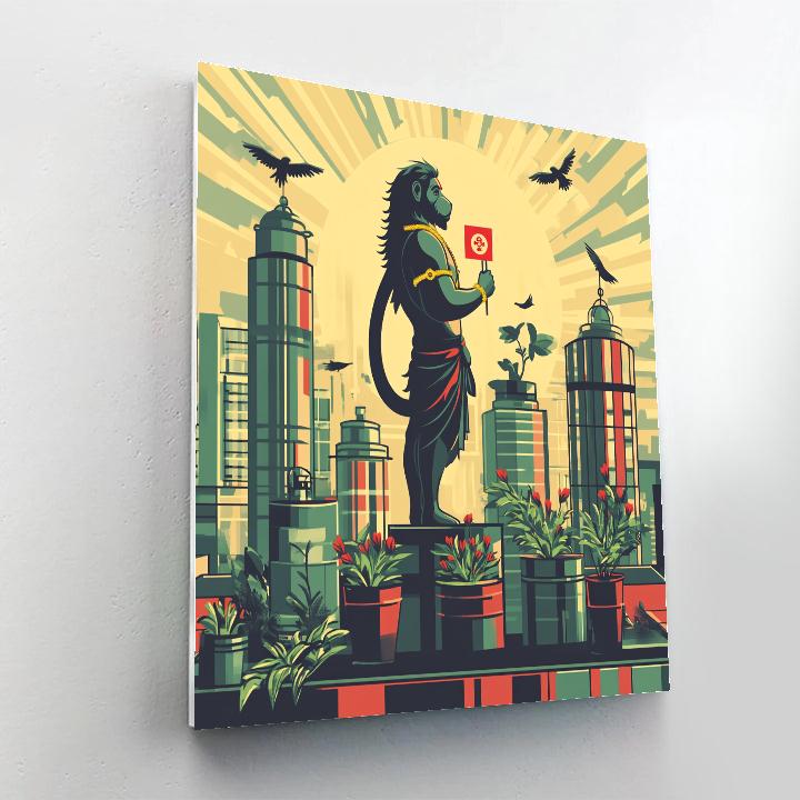 City Rooftop Protector Hanuman paint by numbers