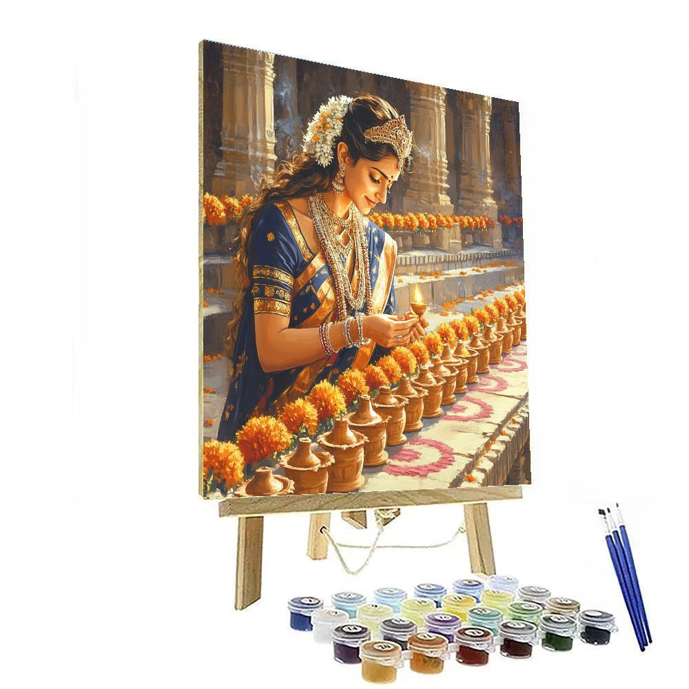 Temple Courtyard Parvati Lamp Festival Paint by numbers kits