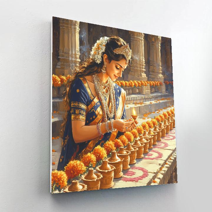 Temple Courtyard Parvati Lamp Festival Paint by numbers kits