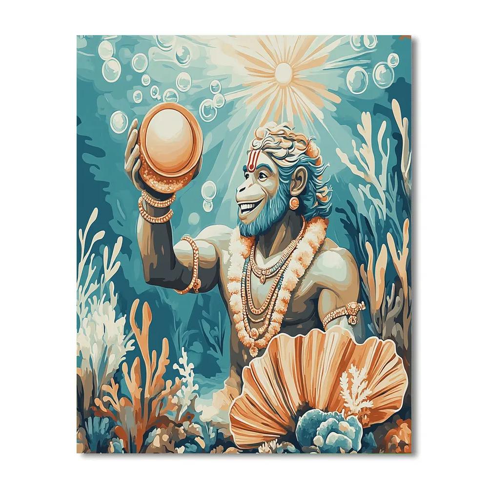 Hanuman Underwater Pearl Rescue paint by number