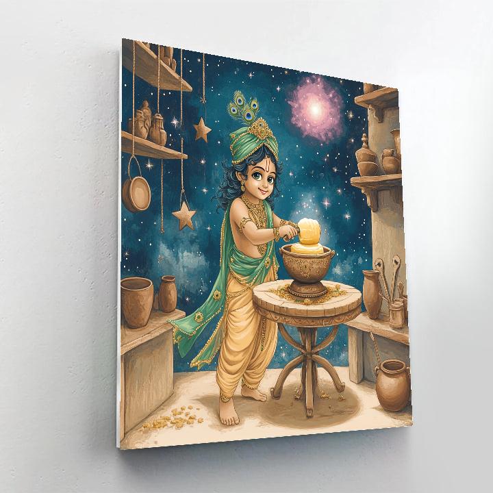 Krishna At The Celestial Butter Churn Workshop paint by color